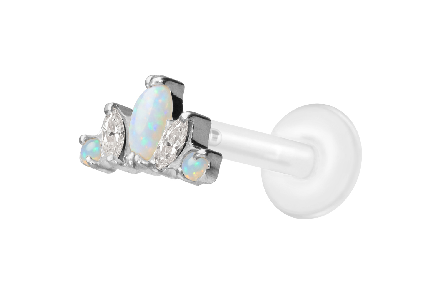 PTFE Labret Piercing mit Innengewinde + Titan-Aufsatz LOTUSBLÜTE